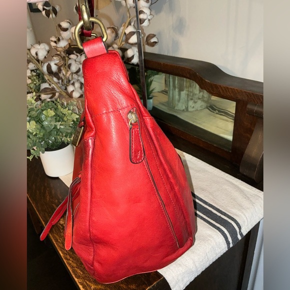 NWOT Frye Jenny Leather Slouch Hobo Shoulder Bag Burnt Red Hangtag Retail $428 - Picture 3 of 14